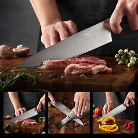 img 3 attached to 🔪 Efficient Aroma House Chef Knife: 8-Inch Professional Kitchen Knife for Meat and Vegetables - German Stainless Steel with Ergonomic Handle and Knife Sharpener