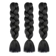 💇 high-quality synthetic jumbo braiding hair extensions for crochet twist, box, and braids - 24 inch natural black (100g/pc, 3pcs/lot) logo