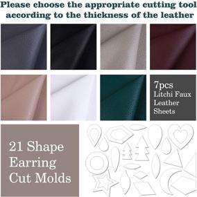 img 3 attached to MIAHART 21 Pack Faux Leather Sheets for Leather Earrings Crafting- Complete Kit with Tools and Molds (6 X 8.3 inch, 3 Style)