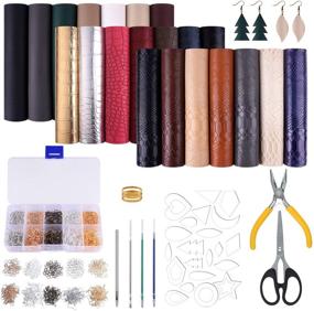 img 4 attached to MIAHART 21 Pack Faux Leather Sheets for Leather Earrings Crafting- Complete Kit with Tools and Molds (6 X 8.3 inch, 3 Style)