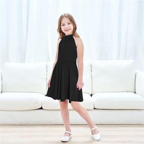 img 3 attached to 👗 Stylish Burgundy Shoulder Sundress with Pockets for Girls - JESKIDS Clothing Dresses