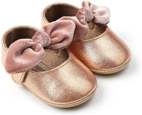 img 2 attached to 👶 myppgg Baby Girls Mary Jane Flats: Sparkly Bowknot Princess Dress Shoes for Toddler First Walkers