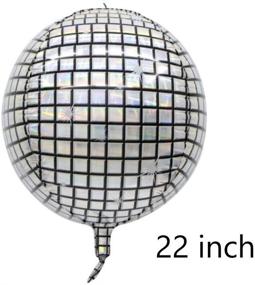 img 1 attached to 🎉 12-Pack 22-Inch Silver Laser Disco Ball Balloon - Large Inflatable Sphere Aluminum Foil Balloon for Disco Dance Party Supplies, Bouquet, Wedding, Baby Shower Decorations