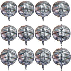 img 4 attached to 🎉 12-Pack 22-Inch Silver Laser Disco Ball Balloon - Large Inflatable Sphere Aluminum Foil Balloon for Disco Dance Party Supplies, Bouquet, Wedding, Baby Shower Decorations