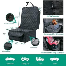 img 3 attached to 🐾 Waterproof Front Seat Car Cover: Full Protection with Side Flaps, Nonslip Scratchproof – Ideal for Dogs, Cars, Trucks, SUVs