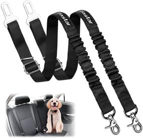 img 4 attached to 🐾 Vastar Pet Dog Seat Belt Harness, Pack of 2 Adjustable Safety Leads for Dogs and Cats, Car Vehicle Seatbelt Harness with Shock Absorbing Elastic Bungee Buffer