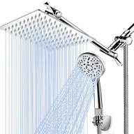 🚿 8” high pressure rain/rainfall shower head with handheld spray combo - 9 settings, adjustable, anti-leak, dual shower head kit with 60” stainless steel hose, includes 11” extension shower arm - chrome finish logo