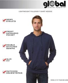 img 2 attached to High-Quality Global Blank Men's Long-Sleeve Hooded T-Shirt Hoodie: Lightweight Sweatshirt for Exceptional Comfort