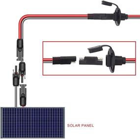 img 1 attached to 🔌 Ruikarhop 2ft/60cm Solar Connector to SAE Adapter 10AWG Cable + 2ft/60cm 10 AWG Solar Weatherproof SAE Socket Sidewall Port: Efficient Solar Power Connectivity Solution