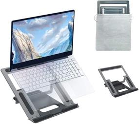 img 4 attached to 📚 Портативная складная подставка SIJIN для ноутбуков Apple MacBook, регулируемая многоуровневая алюминиевая подставка для ноутбуков до 17 дюймов, эргономичная силиконовая подставка с системой рассеивания тепла для стола.