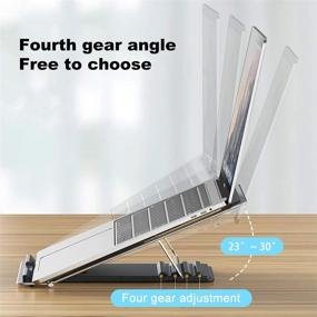 img 3 attached to 📚 Портативная складная подставка SIJIN для ноутбуков Apple MacBook, регулируемая многоуровневая алюминиевая подставка для ноутбуков до 17 дюймов, эргономичная силиконовая подставка с системой рассеивания тепла для стола.