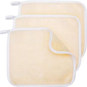 img 4 attached to 🧼 Soft Weave Exfoliating Face and Body Wash Cloths - Towel Scrub Cloths for Women and Men (3 Pack, Two Sided Exfoliating Cloth)