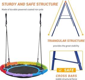 img 3 attached to 🌈 YACOOL 45'' Saucer Swing with Frame | Heavy Duty A-Frame Metal Swing Stand | Adjustable Hanging Rope | Strong UV Resistance Round Swing | 440lbs Swing Set for Backyard, Playground, Park