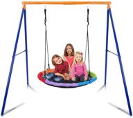 🌈 yacool 45'' saucer swing with frame | heavy duty a-frame metal swing stand | adjustable hanging rope | strong uv resistance round swing | 440lbs swing set for backyard, playground, park логотип