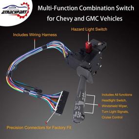 img 1 attached to 🔀 Multi-Function Combination Switch Gray: Chevy Tahoe, Blazer, Suburban, GMC K1500 & More. Replaces Part # 2330814, 26100985, 26036312. Turn Signal, Wiper, Washers, Hazard Switch, Cruise Control