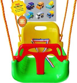 img 4 attached to 👶 Littlefun 3-in-1 Infant to Toddler Swing Set: Secure & Detachable Indoor/Outdoor Play Equipment for Patio Garden - Green Chair