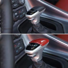 img 2 attached to Dodge Challenger Gear Shift Knob Cover Trim Accessories for Charger 2015-up (Red/Black Grain) - Enhance Your Ride!