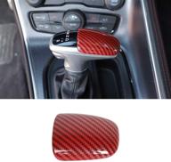 dodge challenger gear shift knob cover trim accessories for charger 2015-up (red/black grain) - enhance your ride! logo