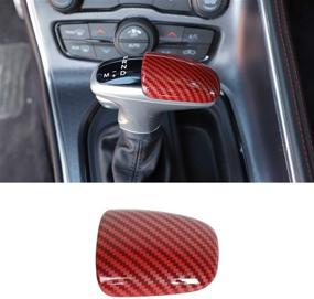 img 4 attached to Dodge Challenger Gear Shift Knob Cover Trim Accessories for Charger 2015-up (Red/Black Grain) - Enhance Your Ride!