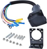 🔌 efficient 7 way rv trailer light connector socket: poweka 7 wire harness electrical quick converter adapter with mounting bracket - ideal for rvs, trucks, trailers, and campers logo