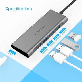 img 3 attached to 🔌 LENTION USB C Concentrator 4 USB 3.0 & Зарядка Type C совместимый с MacBook Pro 2021-2016, MacBook Air, Surface, Chromebook и другими устройствами, Стабильный сертифицированный драйвер Type C мультипортовый адаптер (CB-C31, Серый цвет космоса)