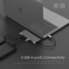 img 1 attached to 🔌 LENTION USB C Concentrator 4 USB 3.0 & Зарядка Type C совместимый с MacBook Pro 2021-2016, MacBook Air, Surface, Chromebook и другими устройствами, Стабильный сертифицированный драйвер Type C мультипортовый адаптер (CB-C31, Серый цвет космоса)