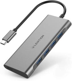 img 4 attached to 🔌 LENTION USB C Concentrator 4 USB 3.0 & Зарядка Type C совместимый с MacBook Pro 2021-2016, MacBook Air, Surface, Chromebook и другими устройствами, Стабильный сертифицированный драйвер Type C мультипортовый адаптер (CB-C31, Серый цвет космоса)