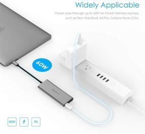 img 2 attached to 🔌 LENTION USB C Concentrator 4 USB 3.0 & Зарядка Type C совместимый с MacBook Pro 2021-2016, MacBook Air, Surface, Chromebook и другими устройствами, Стабильный сертифицированный драйвер Type C мультипортовый адаптер (CB-C31, Серый цвет космоса)