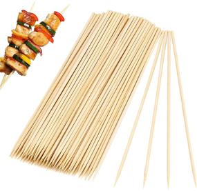 img 4 attached to 🍢 Bamboo Skewers - POLIUMB 100PCS for BBQ, Grilling, Marshmallows, Fruit, Vegetables - 16 Inch Plant Skewers