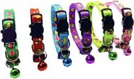 🐱 paccomfet 6 pcs breakaway cat collars: cute printed patterns, adjustable safety pet collar with bells - colorful nylon selection logo