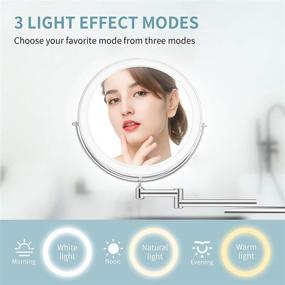 img 3 attached to Alvorog 8 Inch Rechargeable Wall Mounted Makeup Mirror with 72 LEDs, 3 Color Modes, 1X/5X Magnifying, Touch Switch, Intelligent Shutdown, Dimmable, 360 Rotation - Ideal for Bathroom, Hotel, Cosmetic Vanity