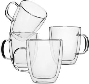 img 4 attached to ☕ BTaT- Insulated Coffee Mug Set of 4 - Large 16oz Double Wall Glass Cups for Coffee, Tea, and Lattes