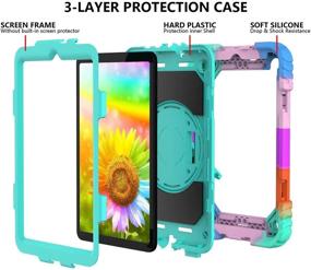 img 2 attached to 📱 AVAKOT Galaxy Tab A 8.4 Case SM-T307/SM-T307U – Heavy Duty Rugged Protective Case in Turquoise, with Shoulder Strap, 360 Swivel Stand and Hand Strap