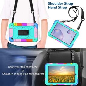 img 1 attached to 📱 AVAKOT Galaxy Tab A 8.4 Case SM-T307/SM-T307U – Heavy Duty Rugged Protective Case in Turquoise, with Shoulder Strap, 360 Swivel Stand and Hand Strap