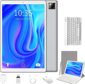 img 4 attached to 📱 High-Performance 5G WiFi Android 10.0 Tablet with 10-Inch IPS Screen, 4GB RAM, 64GB ROM/128GB Expand, Quad-Core 1.6 GHz Processor, 5MP Camera - Includes Keyboard Mouse (Silver)