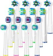 itechnik replacement brush heads for oral b braun, pack of 16 - clean, floss, cross, white - compatible toothbrush heads logo