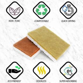 img 3 attached to Eco-Friendly Sponge Set: 2 Types of Natural Plant-Based Scrub Sponges – 8 Pack, Palm Fiber Scrubbing Sponge, Non-Scratch & Compostable, Durable & Odor-Free Kitchen Scrubber