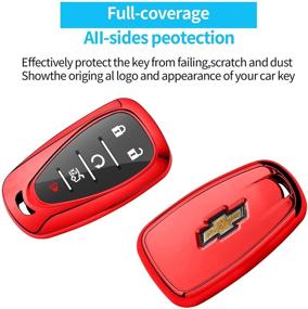 img 2 attached to 🔑 Sindeda Key Fob Cover with Keychain: Full Protection Key Shell Case for Chevrolet 2017-2019 Chevy Malibu Camaro Cruze Traverse Sonic Volt Bolt Equinox-Red