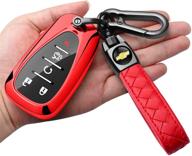 🔑 sindeda key fob cover with keychain: full protection key shell case for chevrolet 2017-2019 chevy malibu camaro cruze traverse sonic volt bolt equinox-red logo