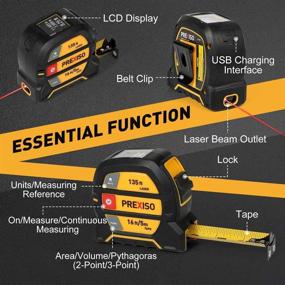img 2 attached to 📏 PREXISO 2-in-1 Laser Tape Measure, 135 Feet Rechargeable Distance Meter, Color Display & 16 Feet AutoLock Measuring Tape with Magnetic Hook, Multi-Measurement Modes in FT/Inch/Fractions/M/mm