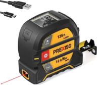 📏 prexiso 2-in-1 laser tape measure, 135 feet rechargeable distance meter, color display & 16 feet autolock measuring tape with magnetic hook, multi-measurement modes in ft/inch/fractions/m/mm logo