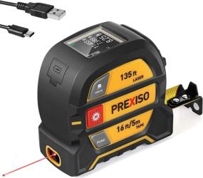 img 4 attached to 📏 PREXISO 2-in-1 Laser Tape Measure, 135 Feet Rechargeable Distance Meter, Color Display & 16 Feet AutoLock Measuring Tape with Magnetic Hook, Multi-Measurement Modes in FT/Inch/Fractions/M/mm