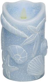 img 4 attached to 🕯️ Blue Flameless LED Candles with Timer - Real Wax Pillar, Embossed Starfish & Seashell Pattern, Flickering Moving Flame - Battery Operated - 3.5x6 Inches