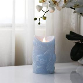 img 2 attached to 🕯️ Blue Flameless LED Candles with Timer - Real Wax Pillar, Embossed Starfish & Seashell Pattern, Flickering Moving Flame - Battery Operated - 3.5x6 Inches