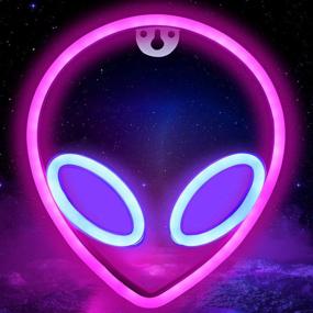 img 4 attached to Alien Neon Sign Wall Decor Alien Neon Light Battery/USB Powered Alien Lamp LED Neon Signs Light Wall Sign Pink/Blue Neon Lights Alien LED Wall Light Alien LED Wall Light Kids Room Wall Decor Supply