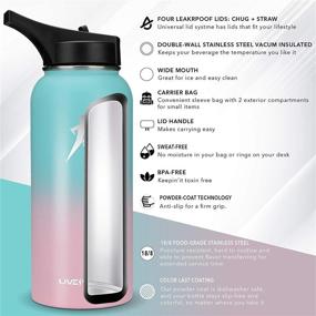 img 1 attached to 🍃 Reusable Insulated Stainless Steel Water Bottle - LiveWire Vacuum Flask Thermos with 4 Lids, Straw, &amp; Carrier Bag - Zero BPA - Portable Container for Hot &amp; Cold Drinks - 32oz - Bubble Gum