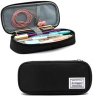 black pencil case - large capacity multi-slot pen holder for school, office and college students, girls and boys logo
