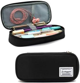 img 4 attached to Black Pencil Case - Large Capacity Multi-Slot Pen Holder for School, Office and College Students, Girls and Boys