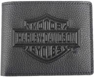 🏍️ harley davidson embossed leather billfold xml3554 black: classic style with premium quality logo