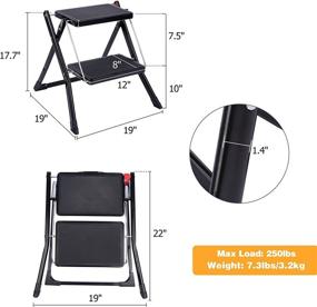 img 3 attached to Varbucamp 2 Step Stool: Folding Portable Small Step Ladder with Wide Pedal for Adults - Ideal for Kitchen Home Use, Black